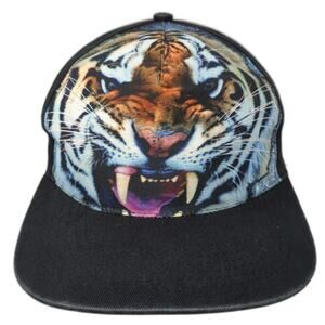 Tiger Logo Snapback 5 Panel Cap Multi One Size Adjustable Printed Black Jack